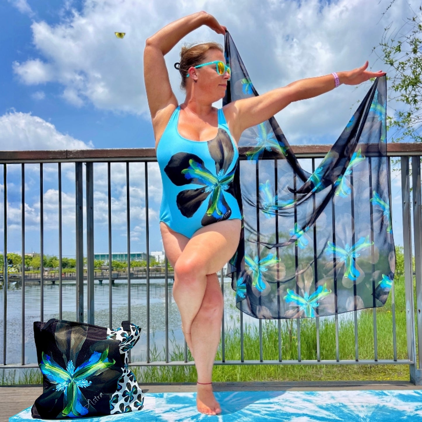 Tropical Iris Full Length Beach Sarong