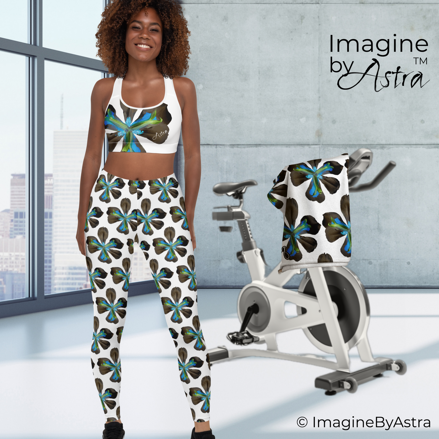 Tropical Iris Leggings Set - White