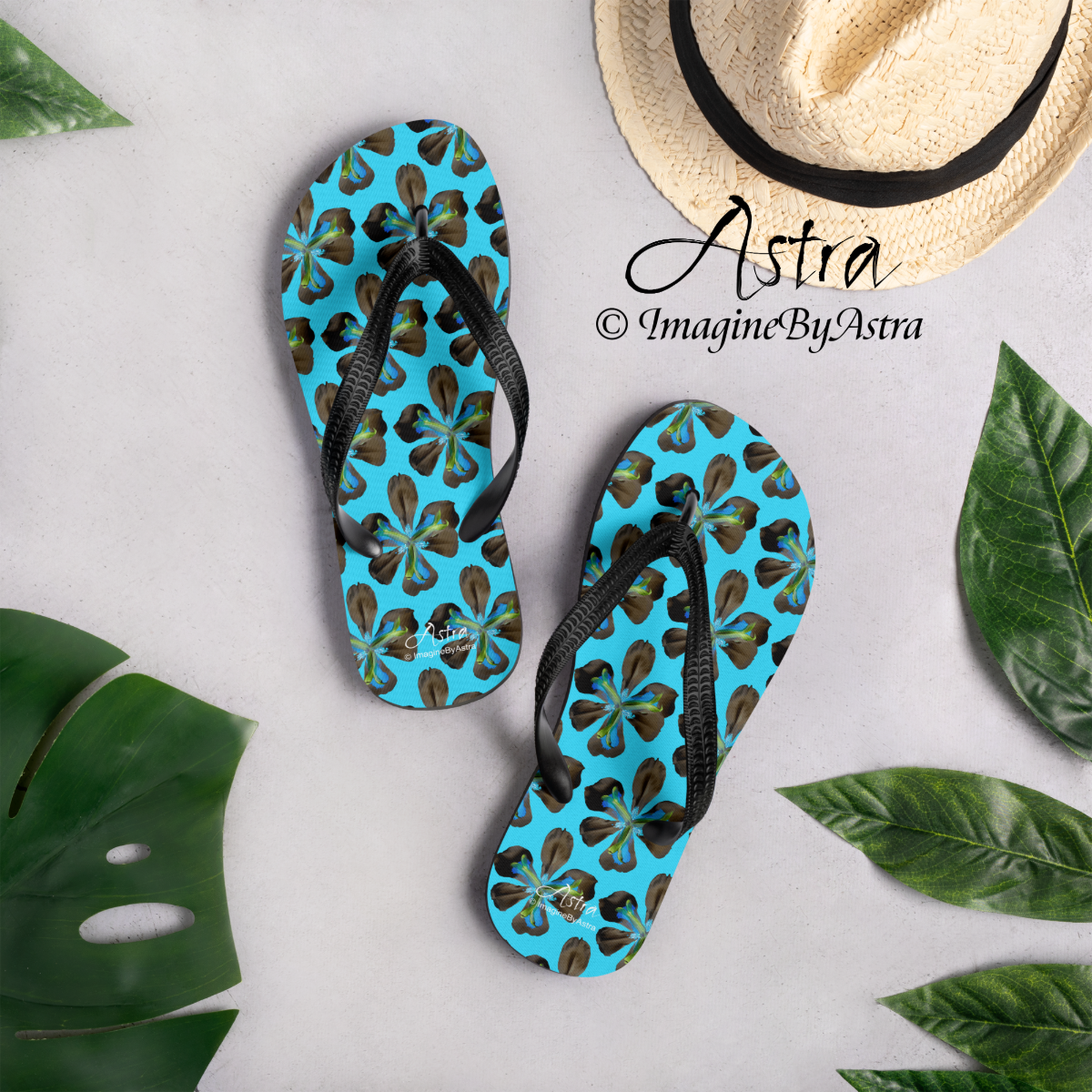 Tropical Iris Flip-Flops - Blue