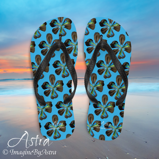 Tropical Iris Flip-Flops - Blue