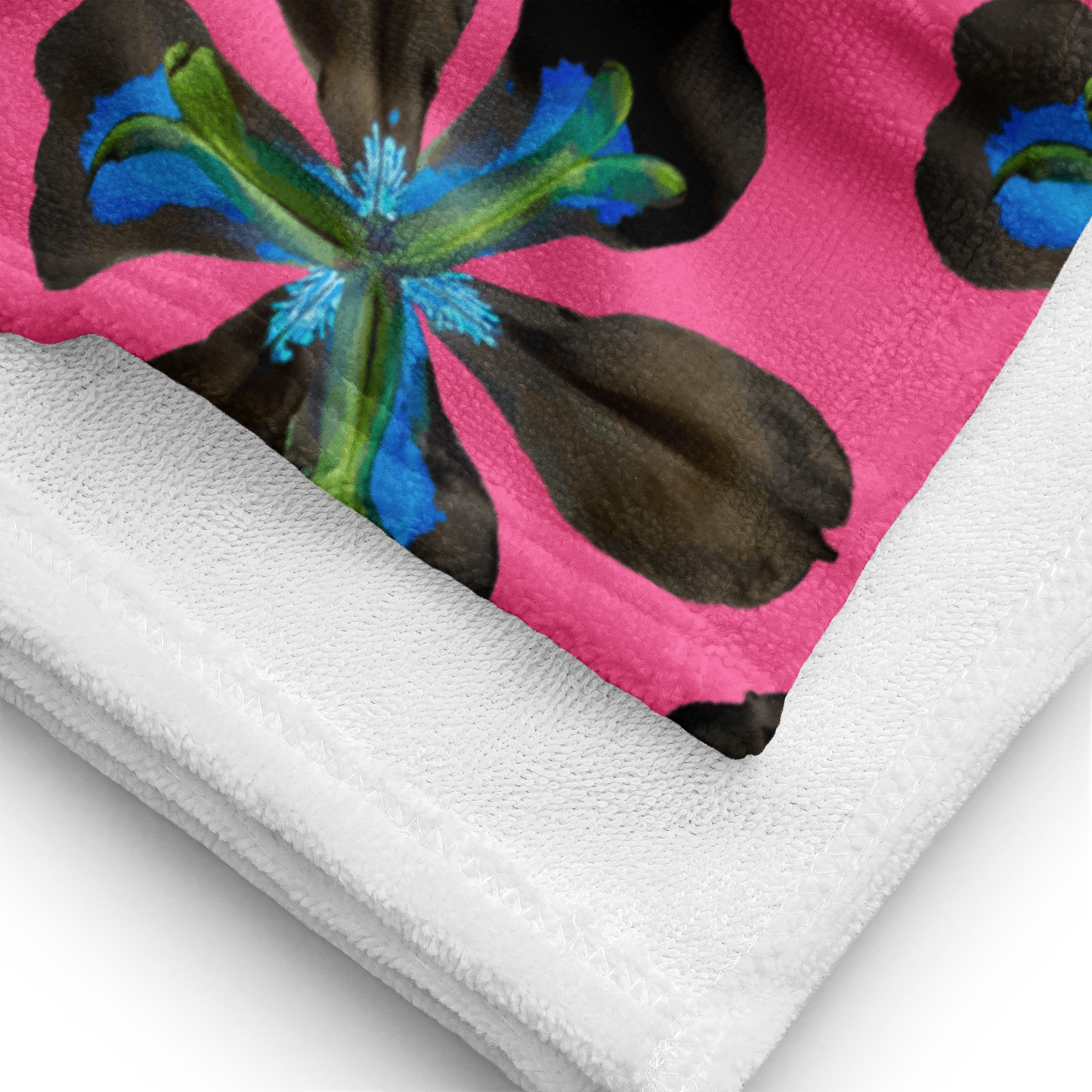 Tropical Iris Plush Beach Towel | Hot Pink