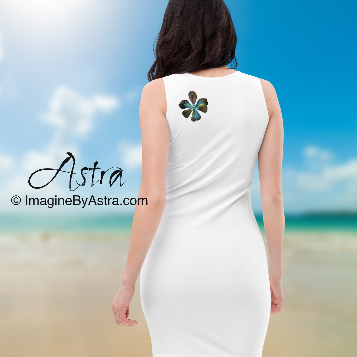 Tropical Iris Cocktail Dress - White