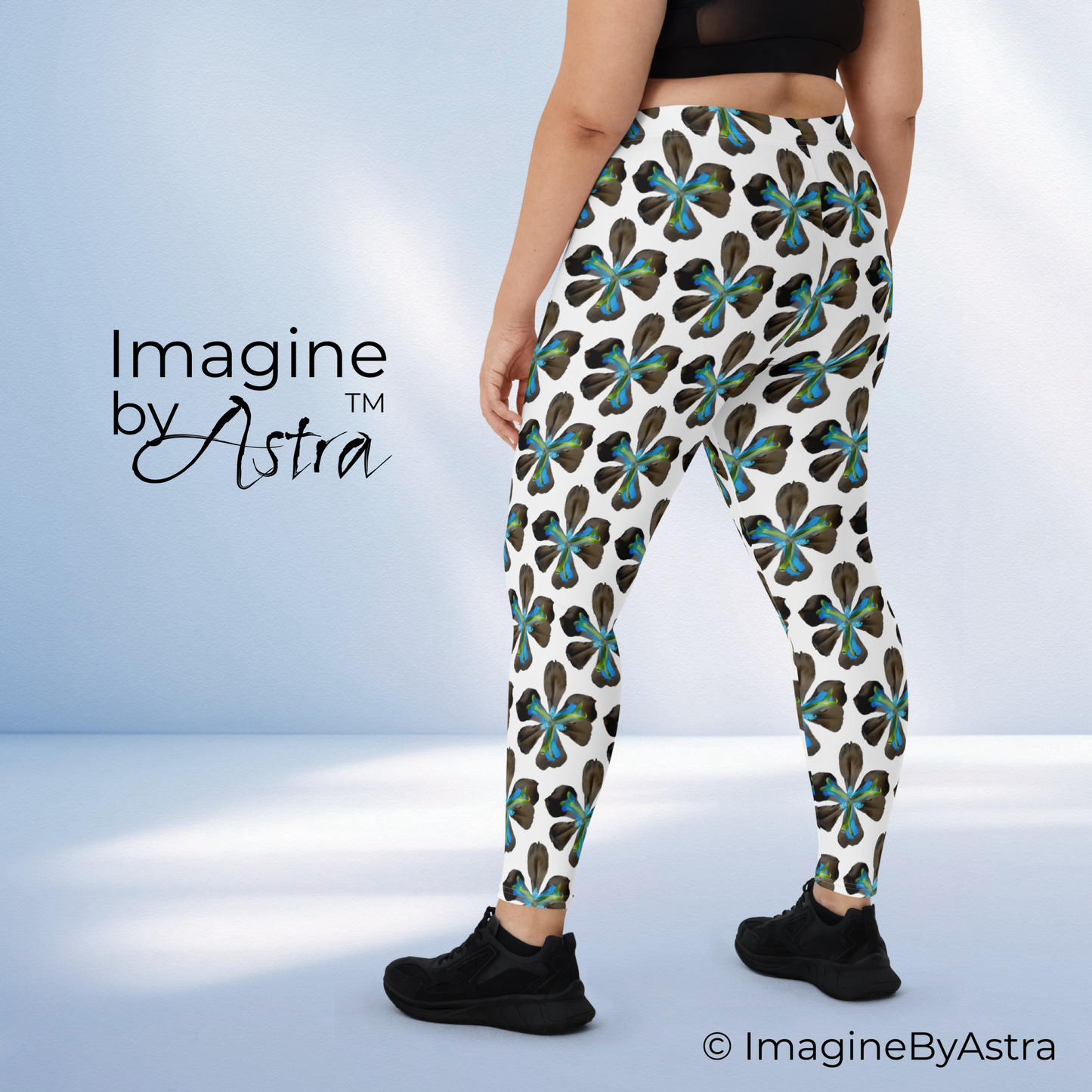 Tropical Iris Full Length Leggings - White