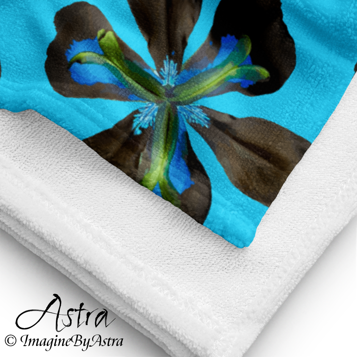 Tropical Iris Plush Beach Towel | Blue