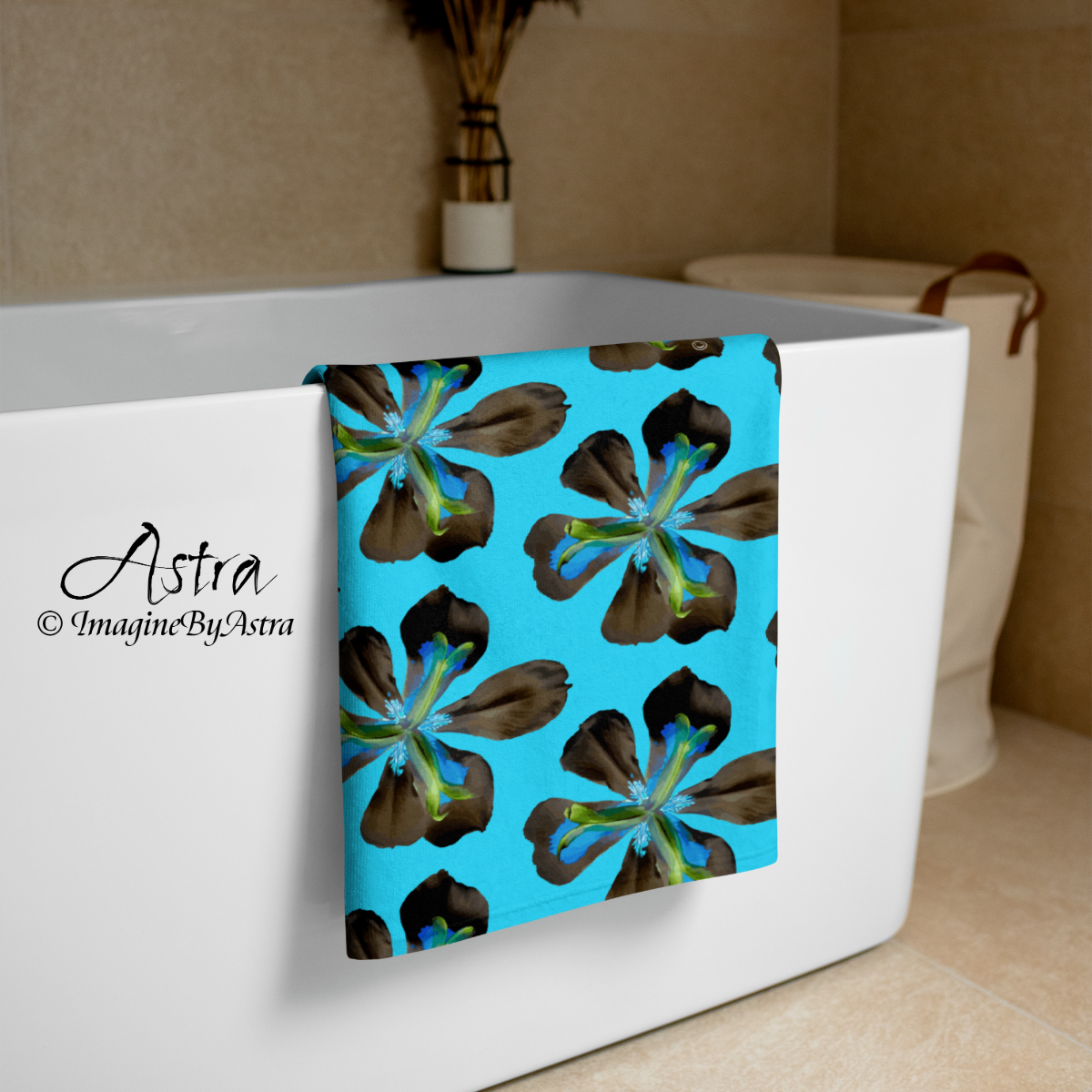 Tropical Iris Plush Beach Towel | Blue