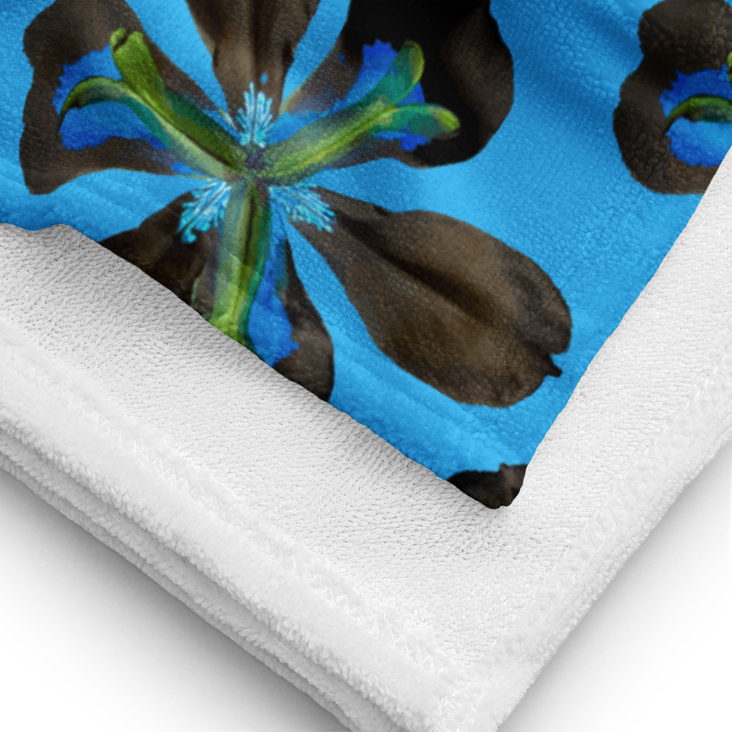 Tropical Iris Plush Beach Towel | Blue